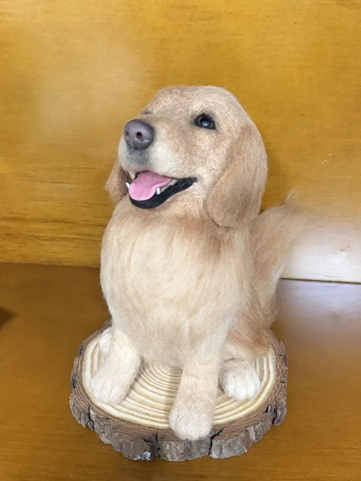 A handmade custom wool felt pet in progress
