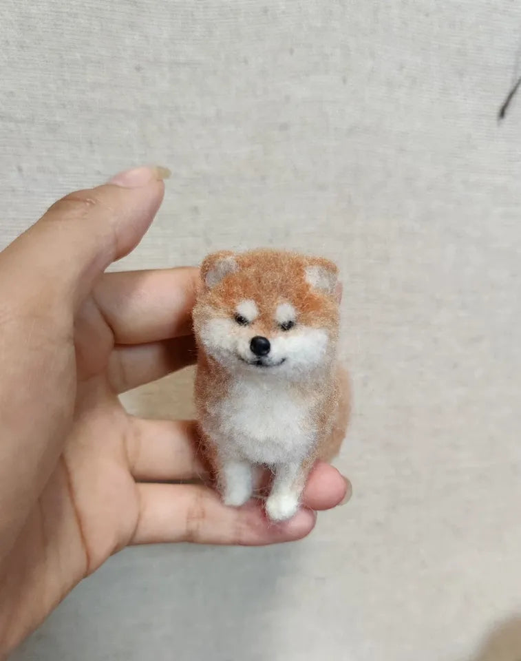 A finished custom wool felt pet keepsake