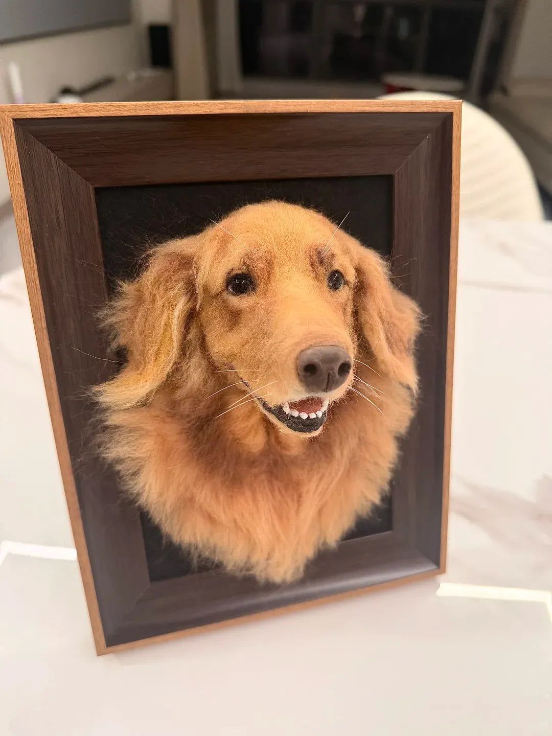 A pet photo shared for a custom wool felt keepsake