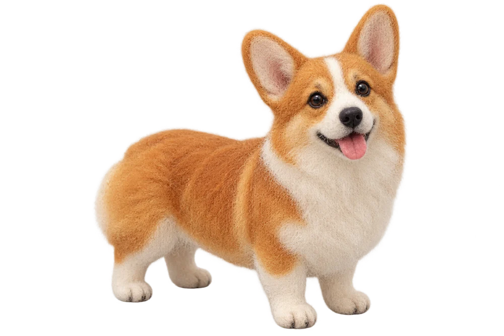 Handmade wool felt Corgi keepsake